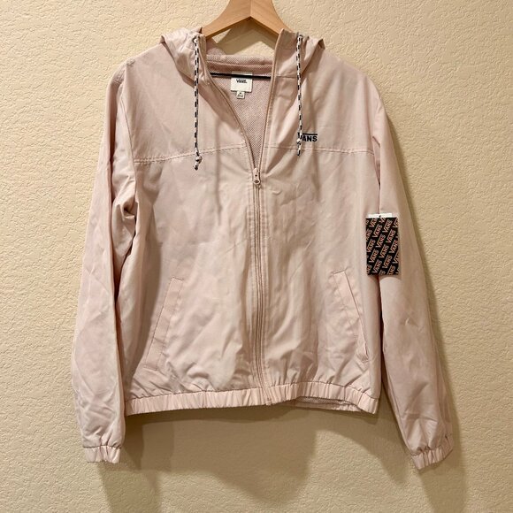 Van's Castle Check Me Pink Windbreaker Jacket Zip Up Women' Medium New with Tags - Picture 1 of 8